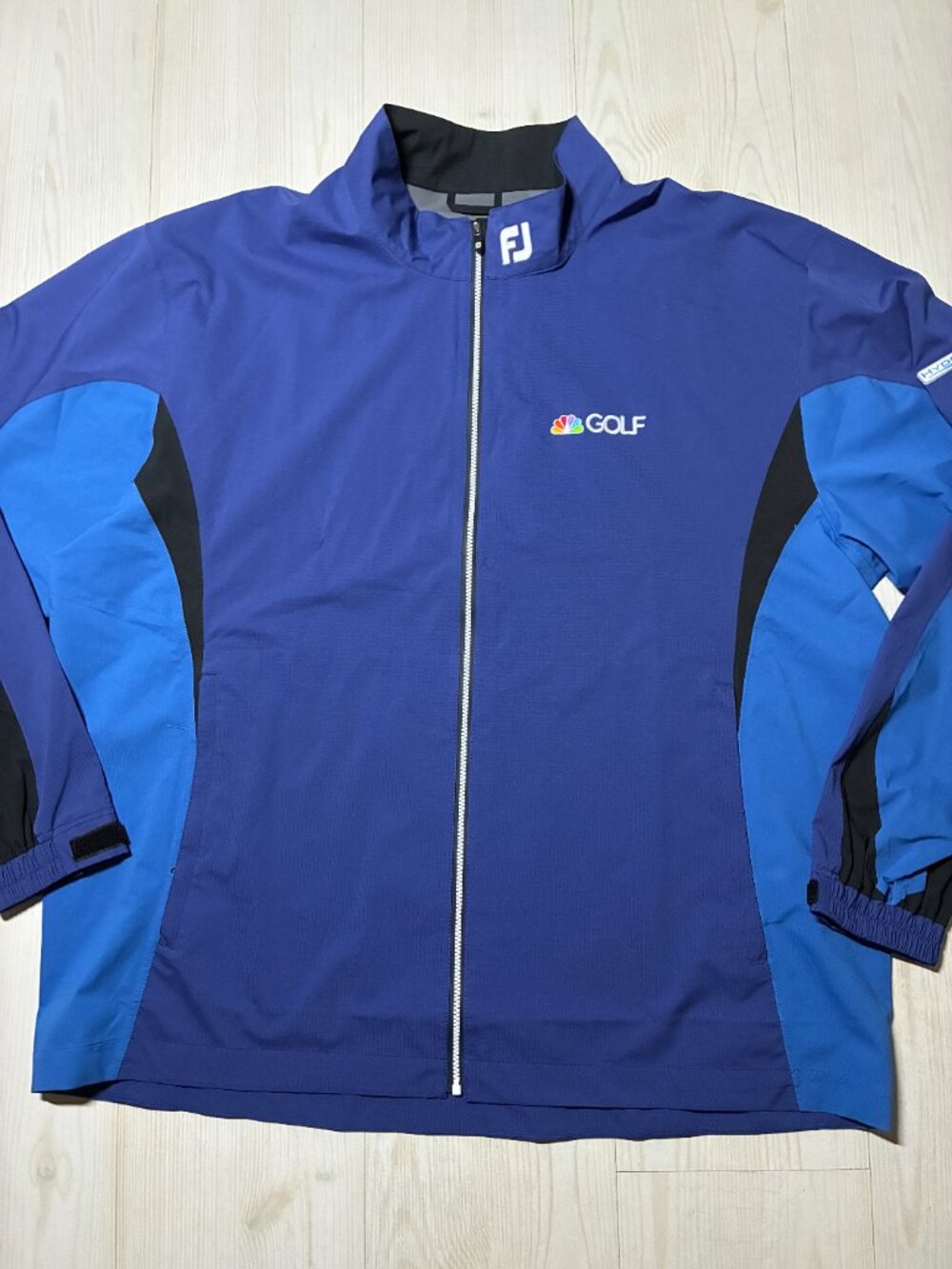 FootJoy HydroLite Golf Rain Jacket Men's 2XL Blue Black Full Zip NBC Golf Log